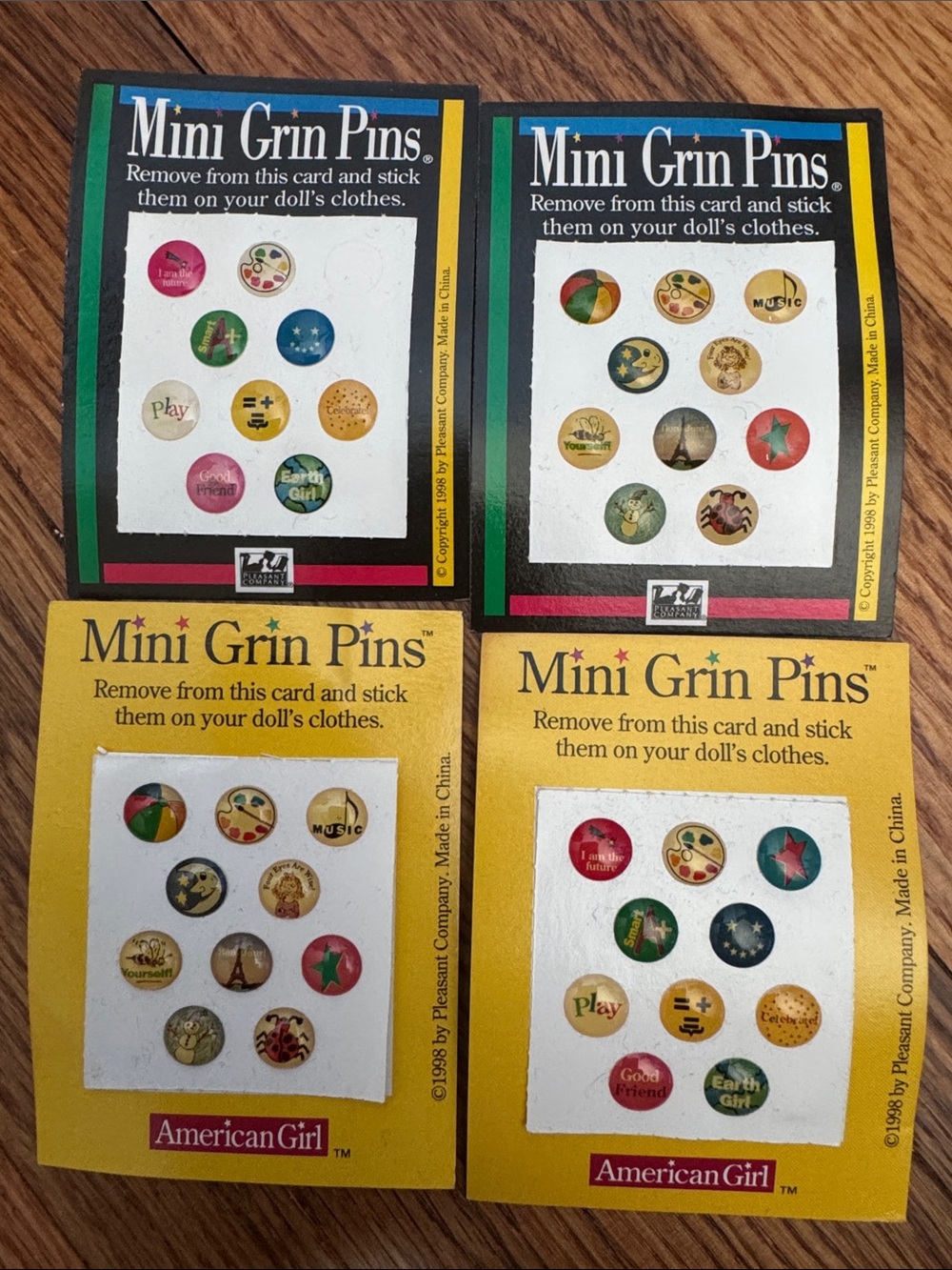 American Girl Vintage Mini Grin Pins - Set of 4